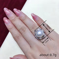 White Gold Tone Pearl Bow Crystal Statement Ring Sizes 6-10 view 4