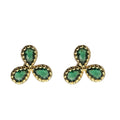 Gold Tone Green Teardrop Clover Zircon Mini Stud Earrings view 5