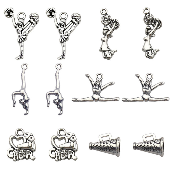Alloy Metallic Cheerleading Theme Metal Charms with 7 Listed Options