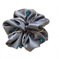 Satin Pearl Rhinestone Scrunchie Hair Ties White Grey view 5