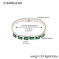 Square Glass Stone Clasp Bangles Multicolor Steel Gold view 11