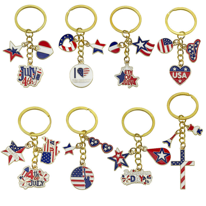 Heart Charm Keychains Featuring Blue Star Across 22 Pictured Variations