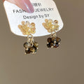 Gold Tone Brown Stone Stud Earrings in Thirty Assorted Designs view 7