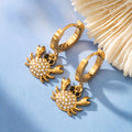 Gold and Silver Tone Pave Crab Charm Hoop Earrings view 4