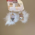 Bow Bear and Faux Fur Pom Pom Earrings in Four Colors view 7