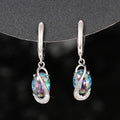 Silver Mystic Rainbow Oval Twist Leverback Earrings view 2