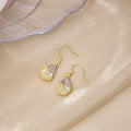 Clear Teardrop Gold Filigree Flower Small Hook Earrings view 3