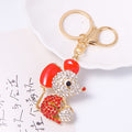 Rhinestone Mouse Keychain Gold Metal Cartoon Animal Charm view 3