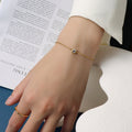 Slim Chain Bracelet Single Bezel Set Round Clear Stone view 4