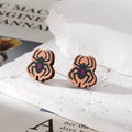 Halloween Wood Skull Ghost and Spider Stud Earrings in Nineteen Designs view 3