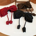 Black Oversized Satin Bow Hair Claw With Bud Shaped Ties view 2