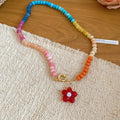 Colorful Beaded Flower Pendant Necklaces Statement Jewelry view 9