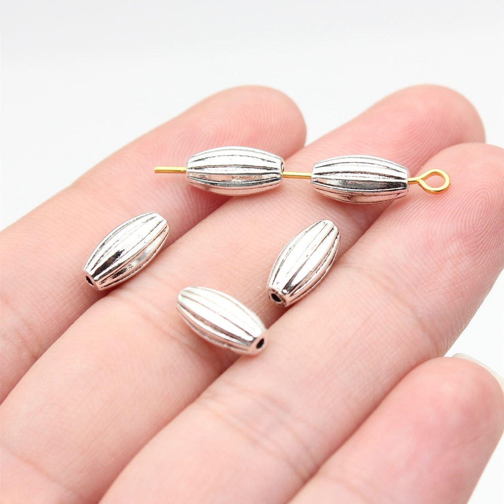 11x5.3x5.3mm 1g Multicolor Zinc Alloy Striped Spacer Beads for Bracelet Necklace Jewelry Making