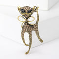 Long Leg Cat Brooch with Crystal Bow Decorative Clothing Pin view 2