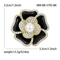 Enamel Camellia Flower Brooch Pearl Center Crystal Rim Two Colors view 4