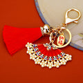 Chinese Enamel and Pearl Fan Tassel Keychains in Four Distinct Styles view 2