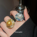 Pearl Crystal Floral Necklace Earrings Ring Jewelry Pieces view 4