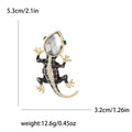 Black Crystal Lizard Brooch With Green Eye Accents view 5