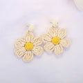 Woven Raffia Look Daisy Statement Earrings in Six Colors view 9