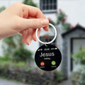 Black Acrylic Jesus Calling Phone Screen Round Keychain view 3