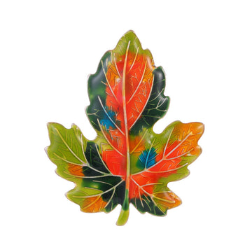 Red Gold Tone Maple Leaf Enamel Metal Brooch Pin for Jackets and Lapels