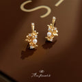 Gold Tone Floral Branch Pearl Clear Stone Earrings In Clip And Stud Styles view 1