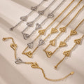 Open Heart Chain Necklace Bracelet Stainless Gold Silver Two-Tone view 3