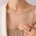 Gold Double Layer Paperclip and Ball Chain Necklace view 1