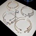 Open Wire Crystal Cuff Bangle Three Piece Sets 4 Colorways view 1