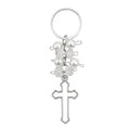 Pearl Cluster Silver Outline Cross Keychain and Attached Hardware view 5