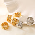 Heart Band Rings Rhinestone Accent Gold Silver Stainless view 4