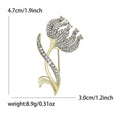 Gold Silver Tone Clear Rhinestone Tulip Flower Brooch view 5
