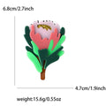 Layered Pink and Green Acrylic Botanical Flower Brooch view 4