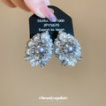 Silver Crystal Pearl Teardrop Stud Earrings Decorative Jewelry Design view 2