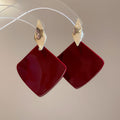 Geometric Pattern Drop Earrings in Brown and Red Jewelry view 7