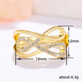Gold Tone Infinity Cross Finger Ring Clear Pave Openwork Band view 5