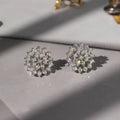 White Gold Tone Openwork Snowflake Clear Stone Stud Earrings view 2