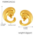 Polished Swirl Teardrop Stud Earrings Gold Steel Multi Sizes view 7