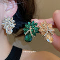 Crystal Flower and Teardrop Earrings in Three Colors view 1