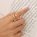 U-Wave Open Adjustable Ring Gold Steel Size 7 Metal view 7