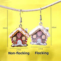 Resin Snow House Drop Earrings Smooth and Flocked Two Styles view 4