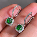 Cushion Drop Earrings With Pave Leverback Hooks In Six Colors view 6
