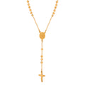 Gold Tone Beaded Rosary Style Cross Pendant Lariat Necklace view 5