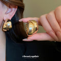 Double Layer Rounded Hoop Earrings In Gold And Silver Tone view 4
