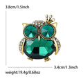 Crown Owl Crystal Brooch Blue Green Antique Gold Tone view 7