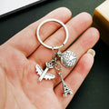 Antique Silver Airplane Globe and Eiffel Tower Travel Charm Keychain view 2