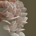 Pink Sheer Petal Pearl Tassel Earrings Decorative Jewelry view 3