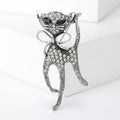Long Leg Cat Brooch with Crystal Bow Decorative Clothing Pin view 7
