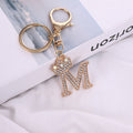 Crown Initial Letter Rhinestone Keychain Gold Tone Letters A-Z view 1