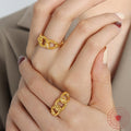 Gold Steel Open Chain Link Cuff Ring Size 7 Non Adjustable view 3